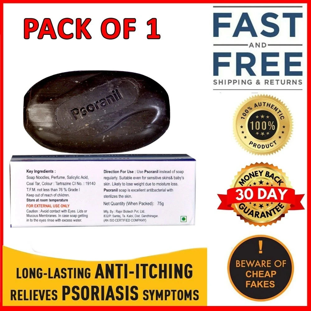 Psoranil Soap Psoriasis Eczema Treatment Coal Tar Salicylic Acid Soap – 1 PACK