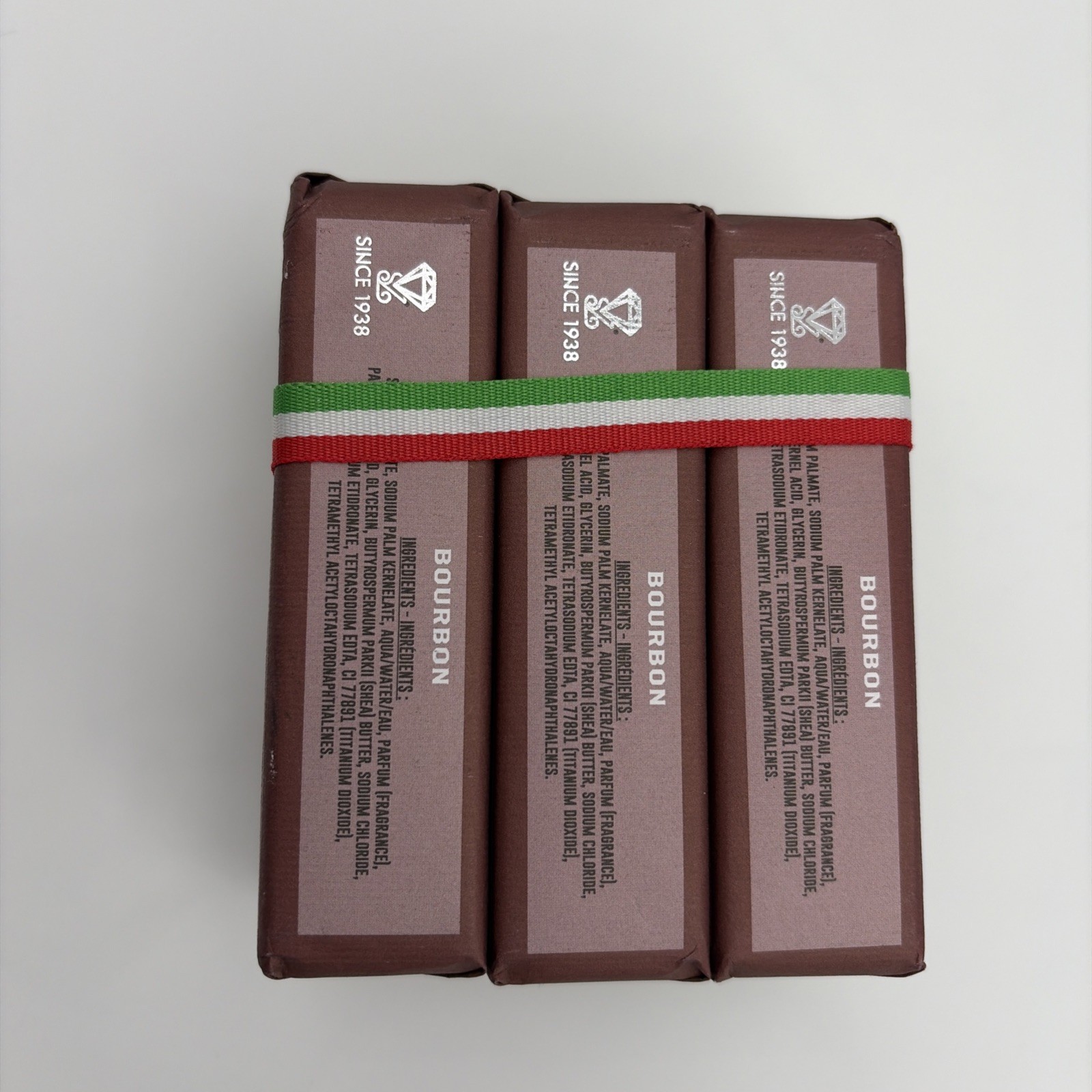 ZENI Bourbon FINE TRIPLE MILLED SOAP BAR (3 BARS ) 5.3OZ EACH MADE IN ITALY New