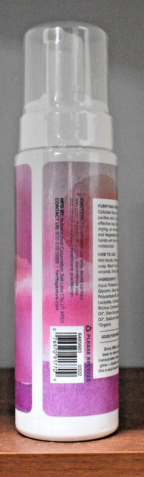 Heritage Store Colloidal Silver Foaming Hand Soap Unscented 8 Fl Oz