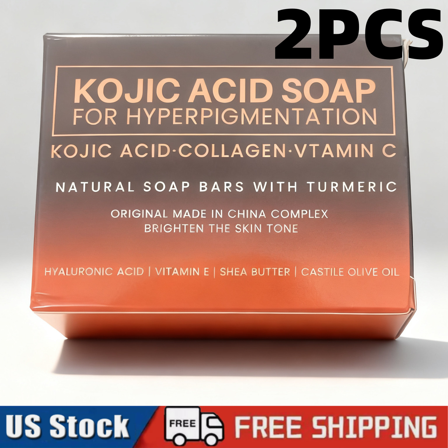 2PCS Glutathione Kojic Acid Soap Combo Whitening Brightening Clear Skin US Stock