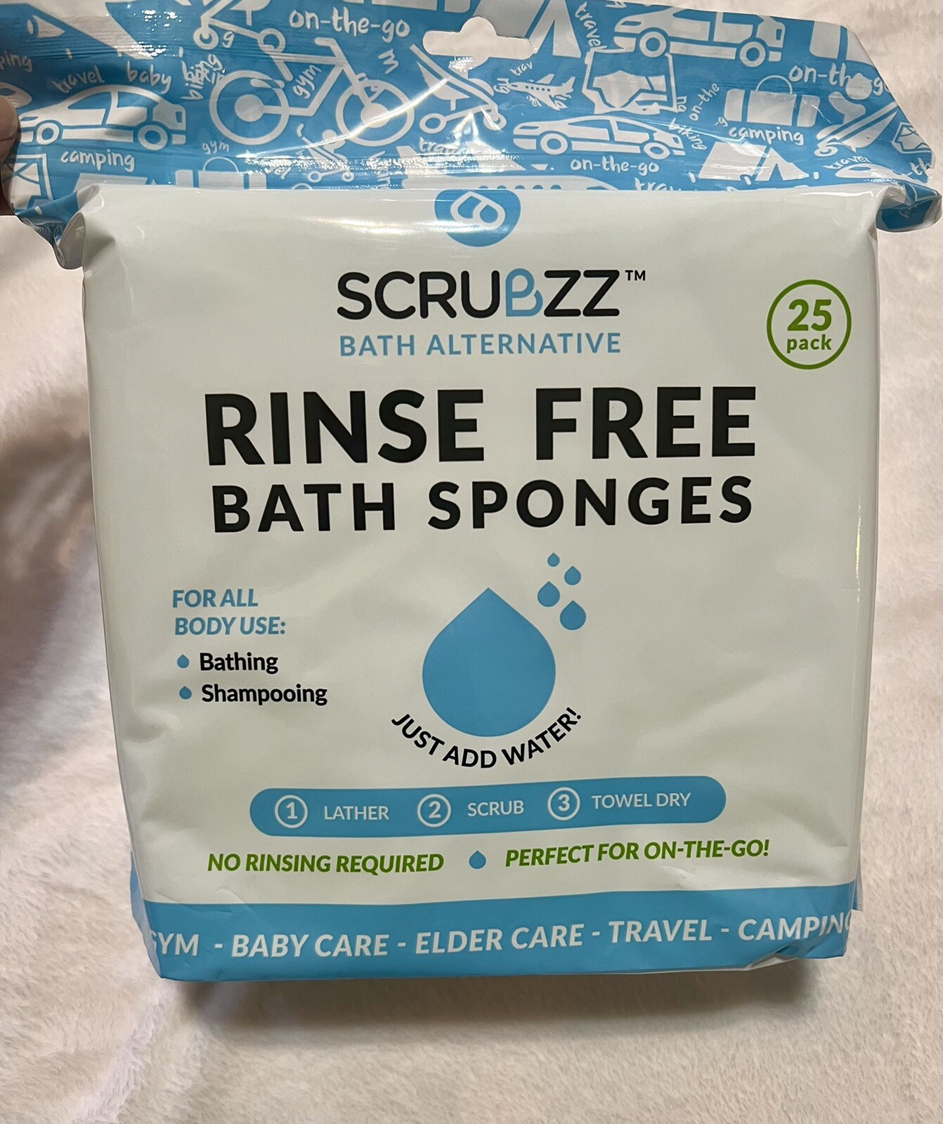 Scrubzz Disposable No Rinse Bathing Wipes – 25 Pack – All-In-1 Single Use Shower