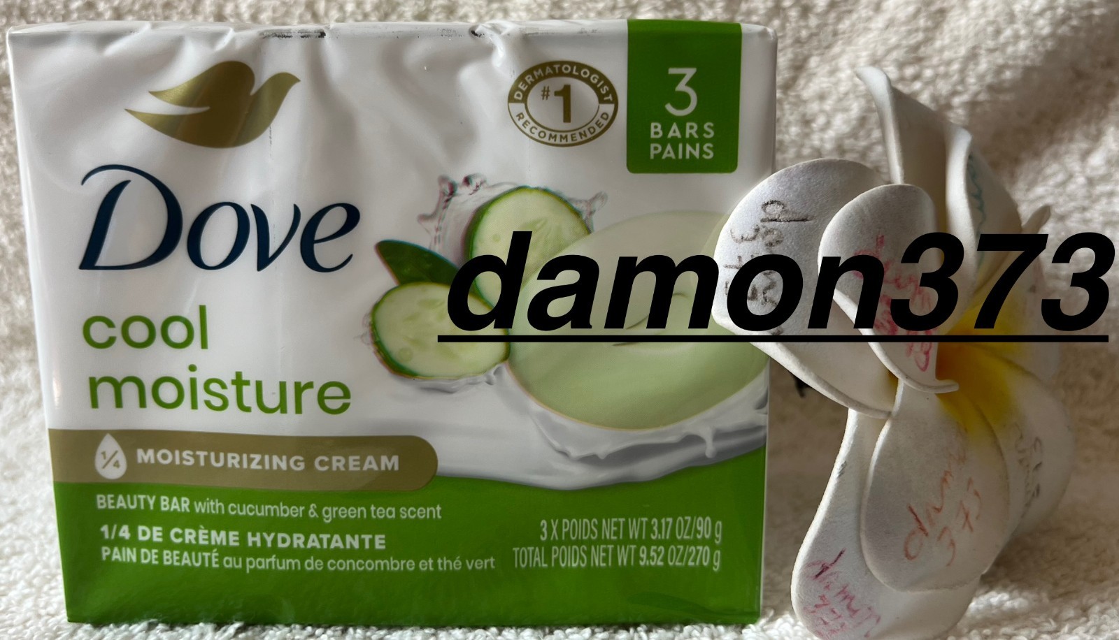 DOVE**Cool Moisture**Moisturizing Cream Beauty Bar (3 BARS)~~3.17 OZ/90g EA~~NEW