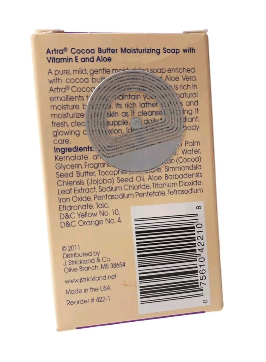 3 ARTRA COCOA BUTTER MOISTURIZING SOAP VITAMIN E & ALOE NORMAL TO DRY SKIN 3.6oz