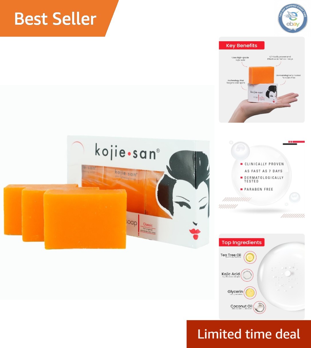 Refreshing Kojic Acid Soap with Coconut & Tea Tree Oil – 3 Bars for Daily Use