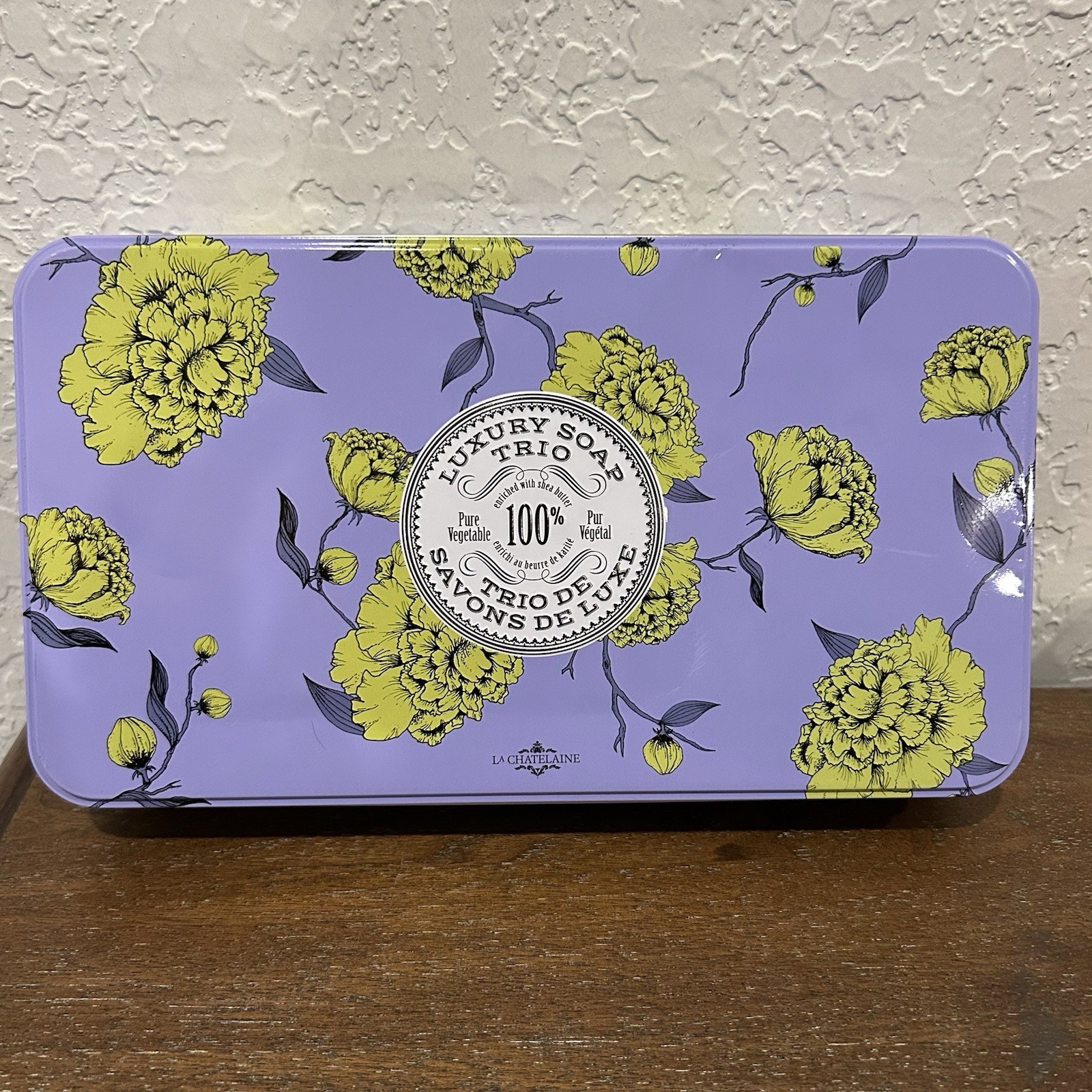New, La Chatelaine Luxury Soap Bars (3-7oz.) Lavender, Lychee, Lemon Verbena