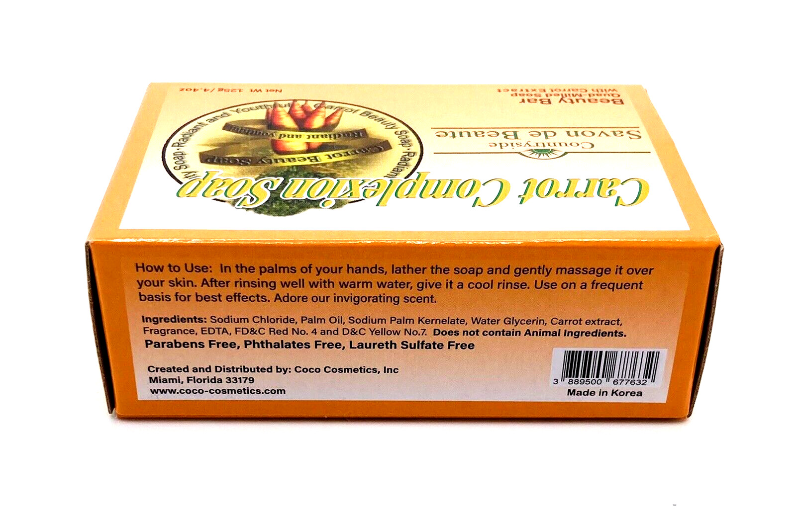 Countryside Carrot Complexion Soap 12 Pack Carrot Extract Beauty Bar 125g/4.4oz