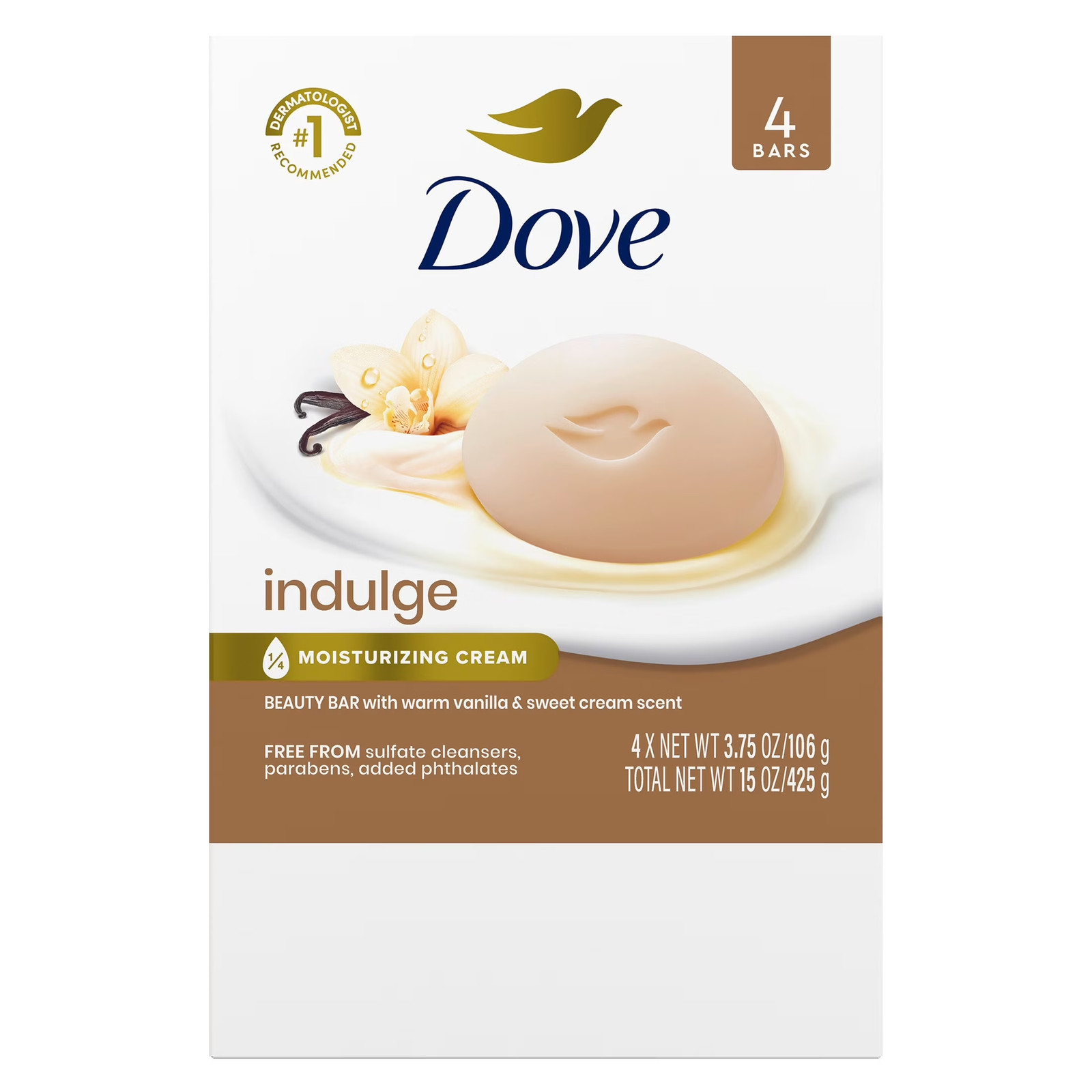 Dove Indulge Soap Bar Warm Vanilla + Sweet Cream for Hydrated & Soft Skin 3.75 O
