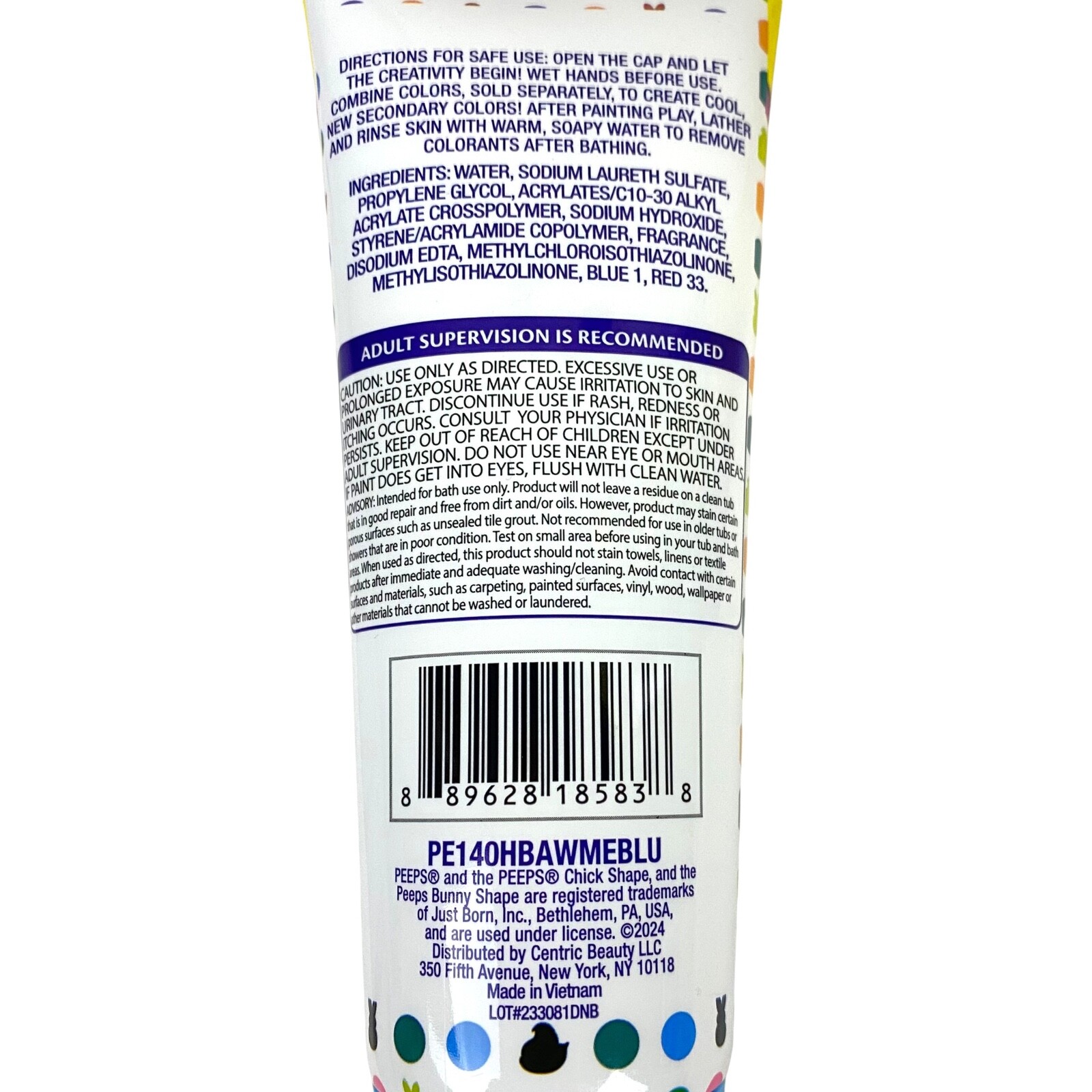 Peeps Bath Finger Paint Soap Blue Yellow Pink Purple 3 oz 4-Pack