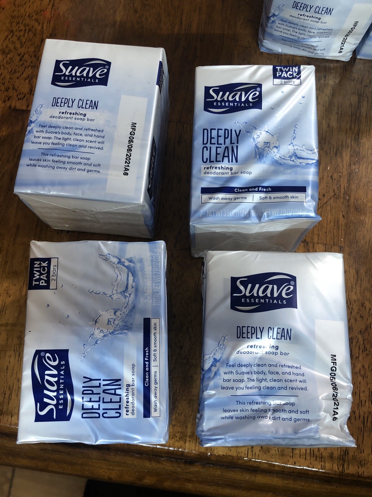 8 bars – 4 packs of 2 Suave Bar Soap – Beauty Bar Deodorant Soap 3.9 oz bars