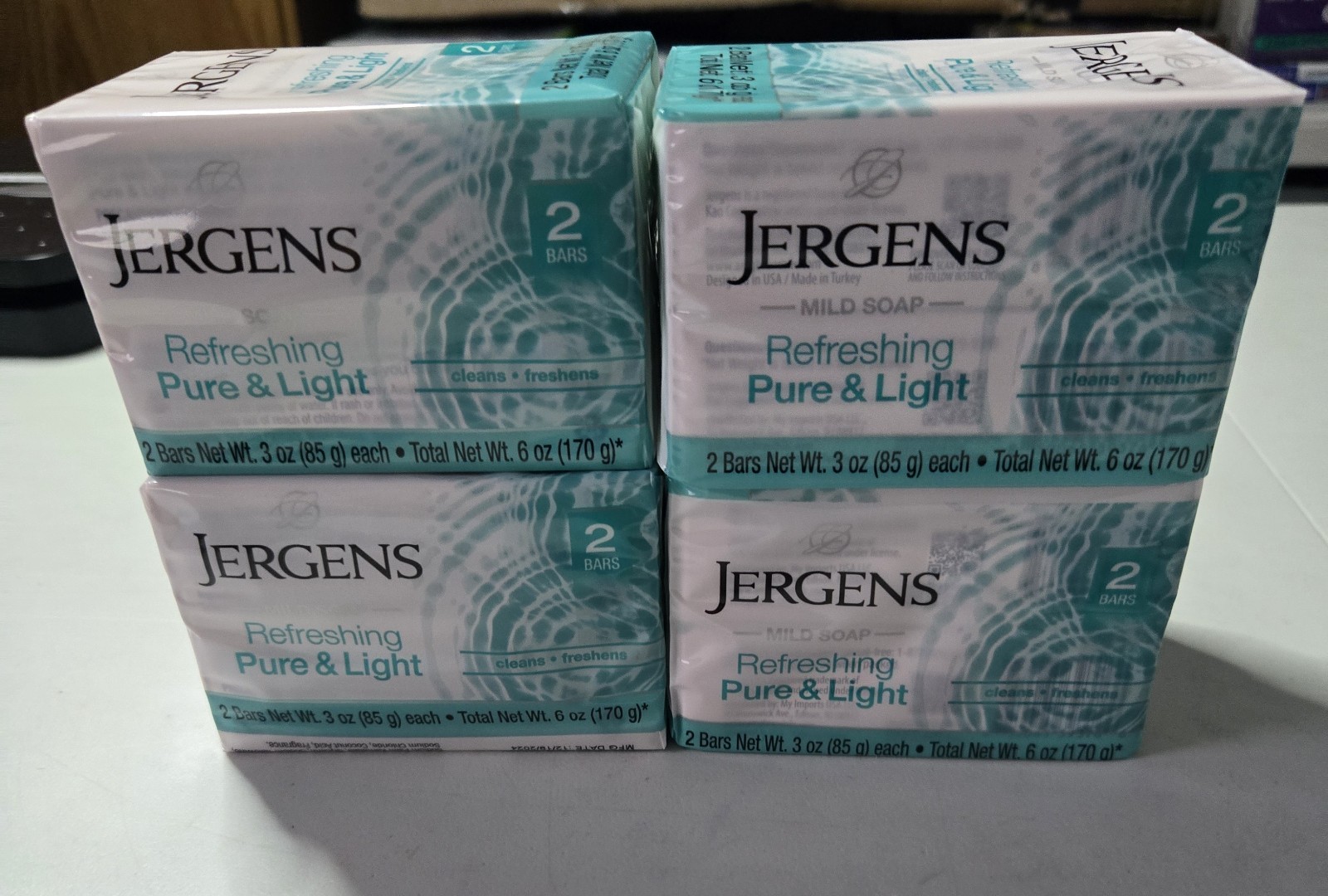 Jergens Mild Soap Fresh & Crisp Bars 3 oz Each 4 Packs of 2 (8 bars total)