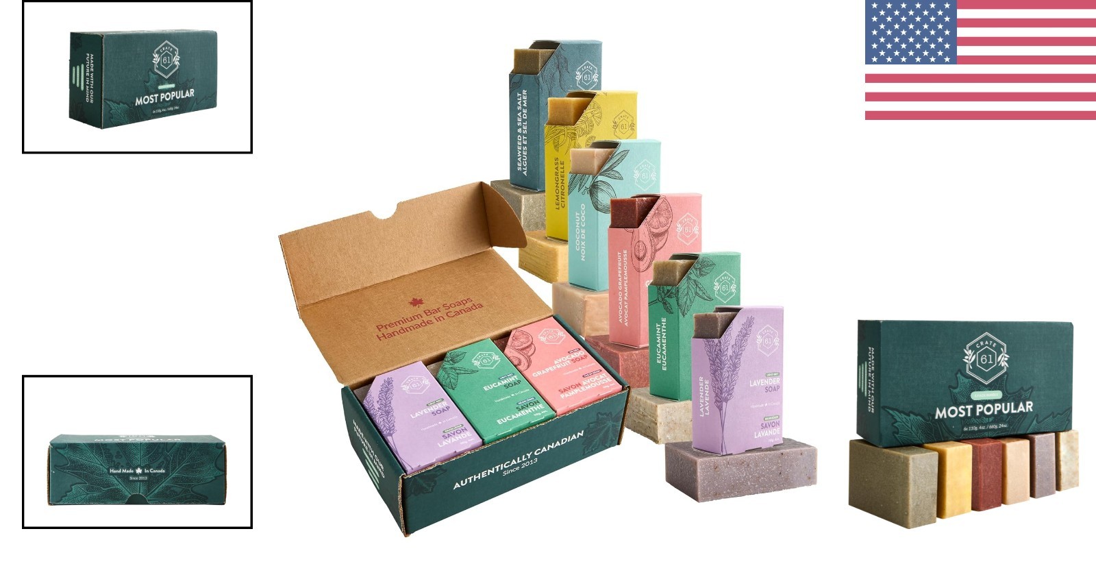 Crate 61 Cold Process Soap – 6 Multicolor Bars for Moisturizing Skin