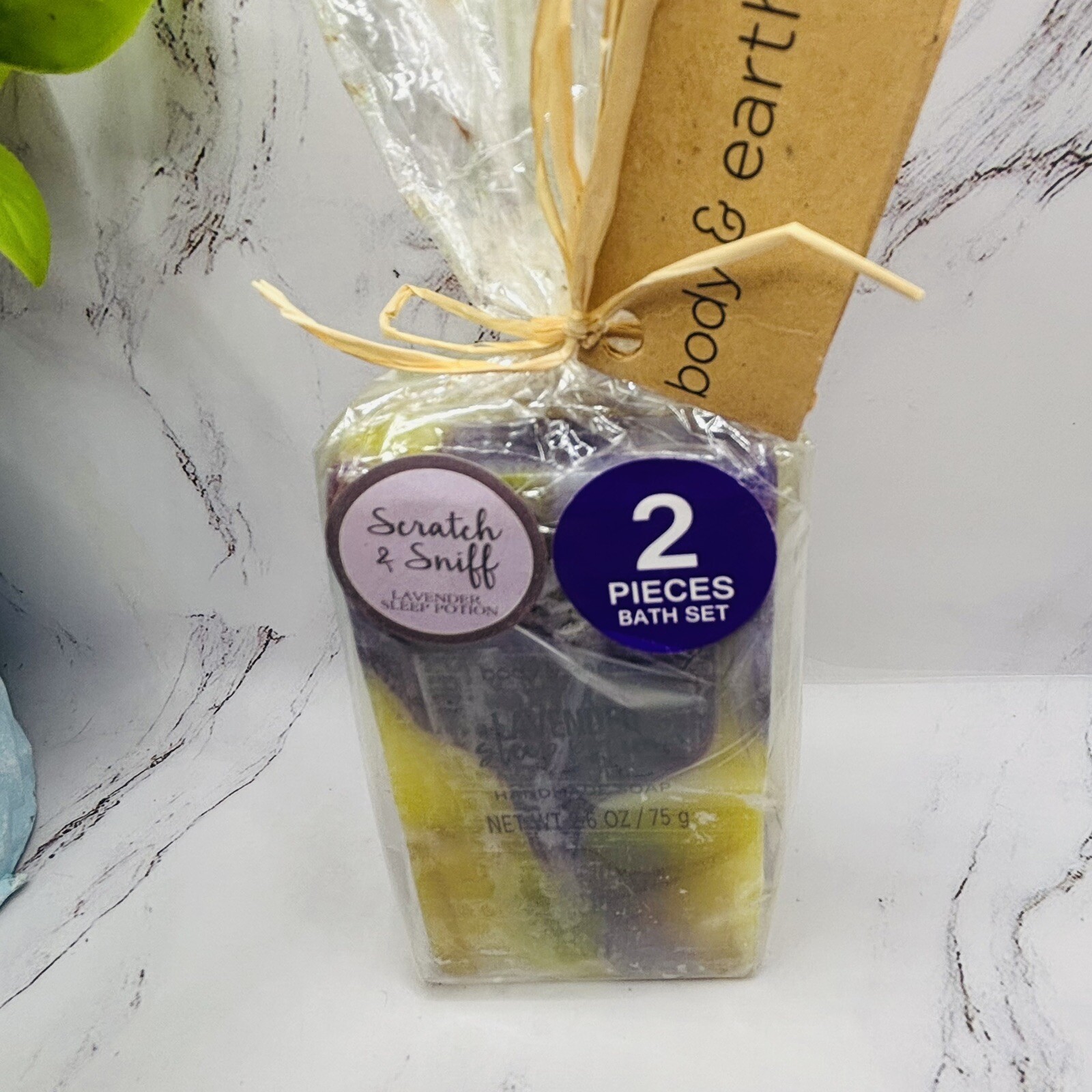 Body & Earth Lavender Sleep Potion Handmade Soap 2 Piece Bath Set New in Package