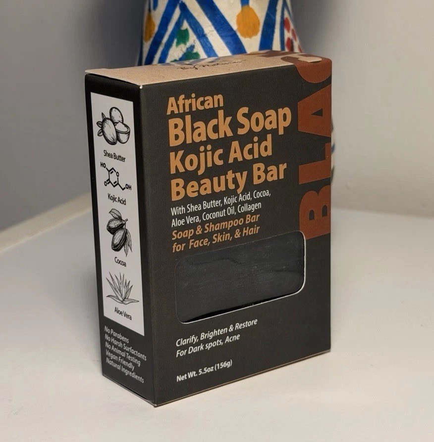 African Black Soap Kojic Acid Beauty Bar For Dark Spots ~5.5oz