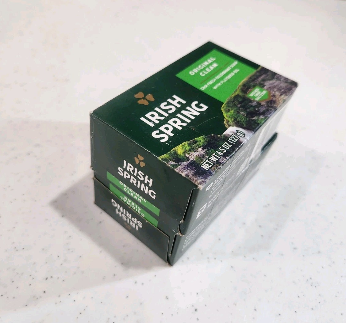 NEW Irish Spring 2 Count Piece Original Clean 4.5 oz Body Soap Bars Flaxseed Oil
