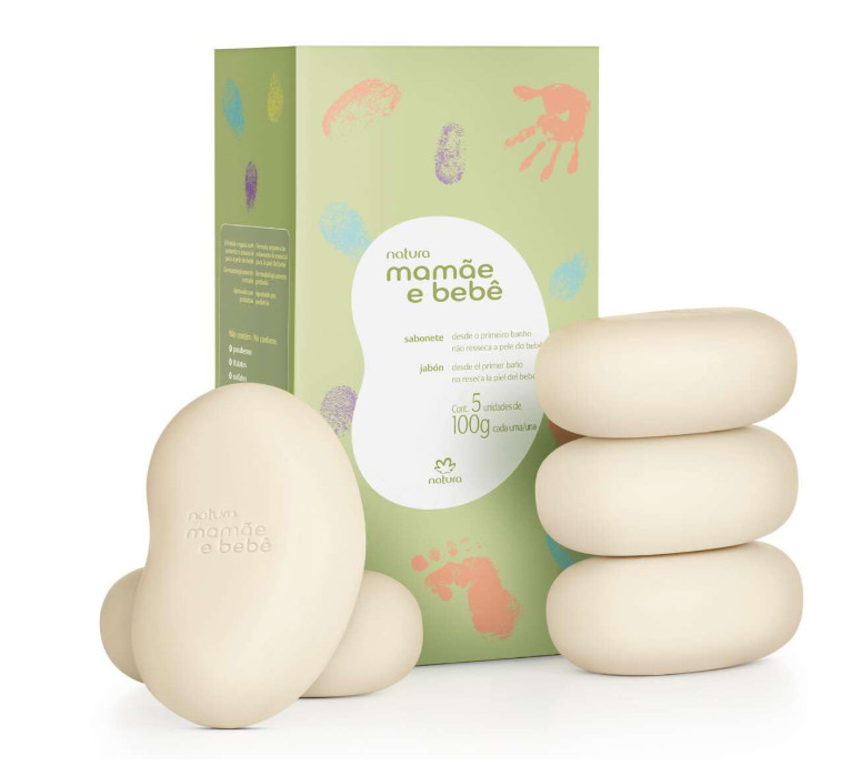 Natura Mamãe e Bebê Sabonete Vegetal 5x100g Baby Soap Bar Sensitive Skin