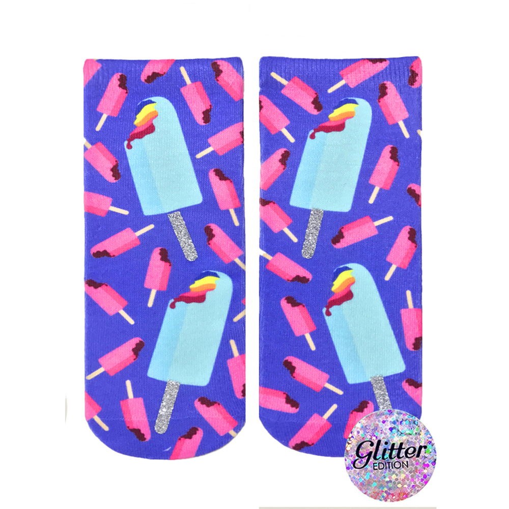 Living Royal Rainbow Popsicles Glitter Glitter Ankle Socks Model No 123G, 1 Pair