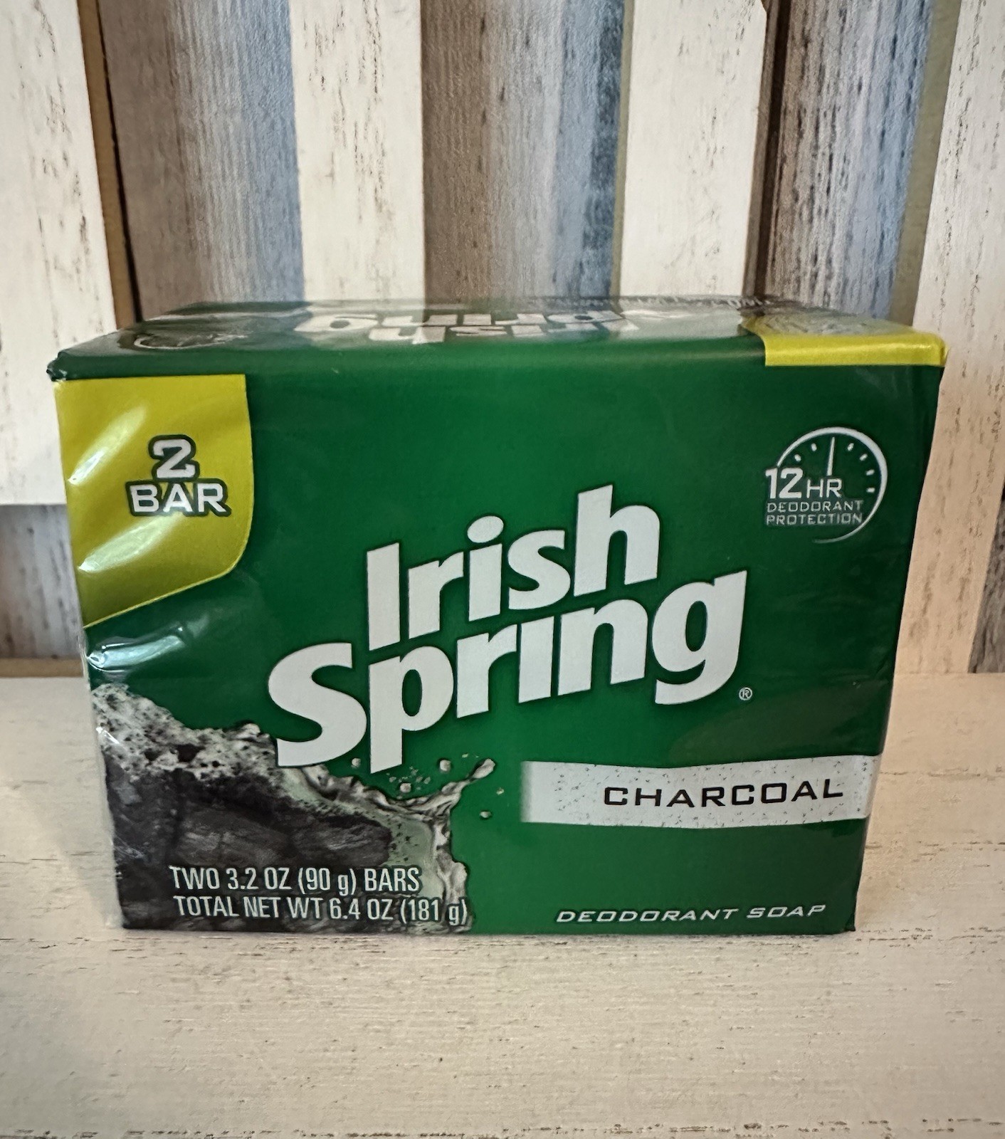 Irish Spring Deodorant Soap Bar Charcoal 2 Pack 3.2 Oz. Bars New Old Stock