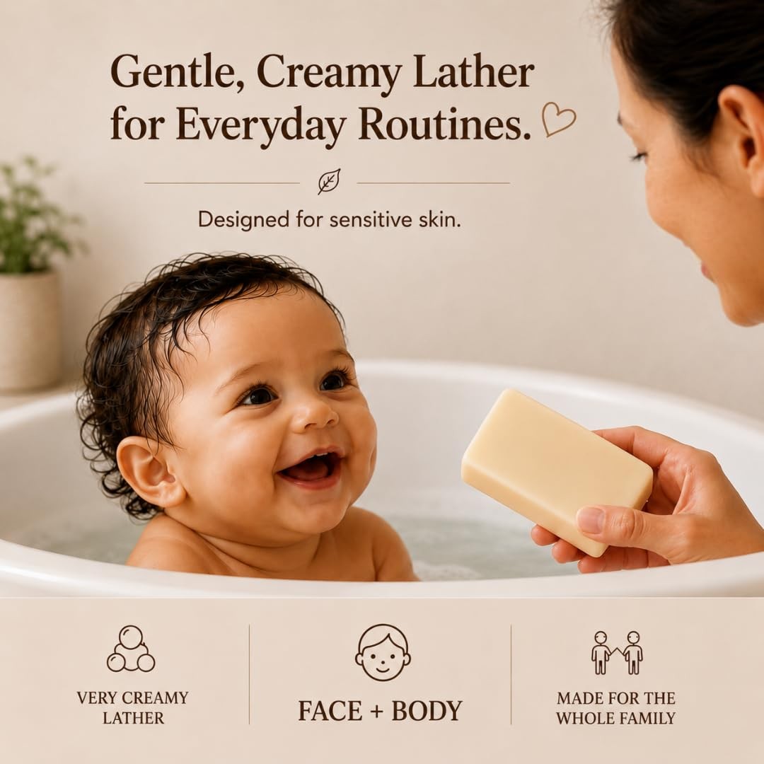 TINOQ Fragrance Free Baby Bar Soap for Sensitive Skin | Unscented Natural soap