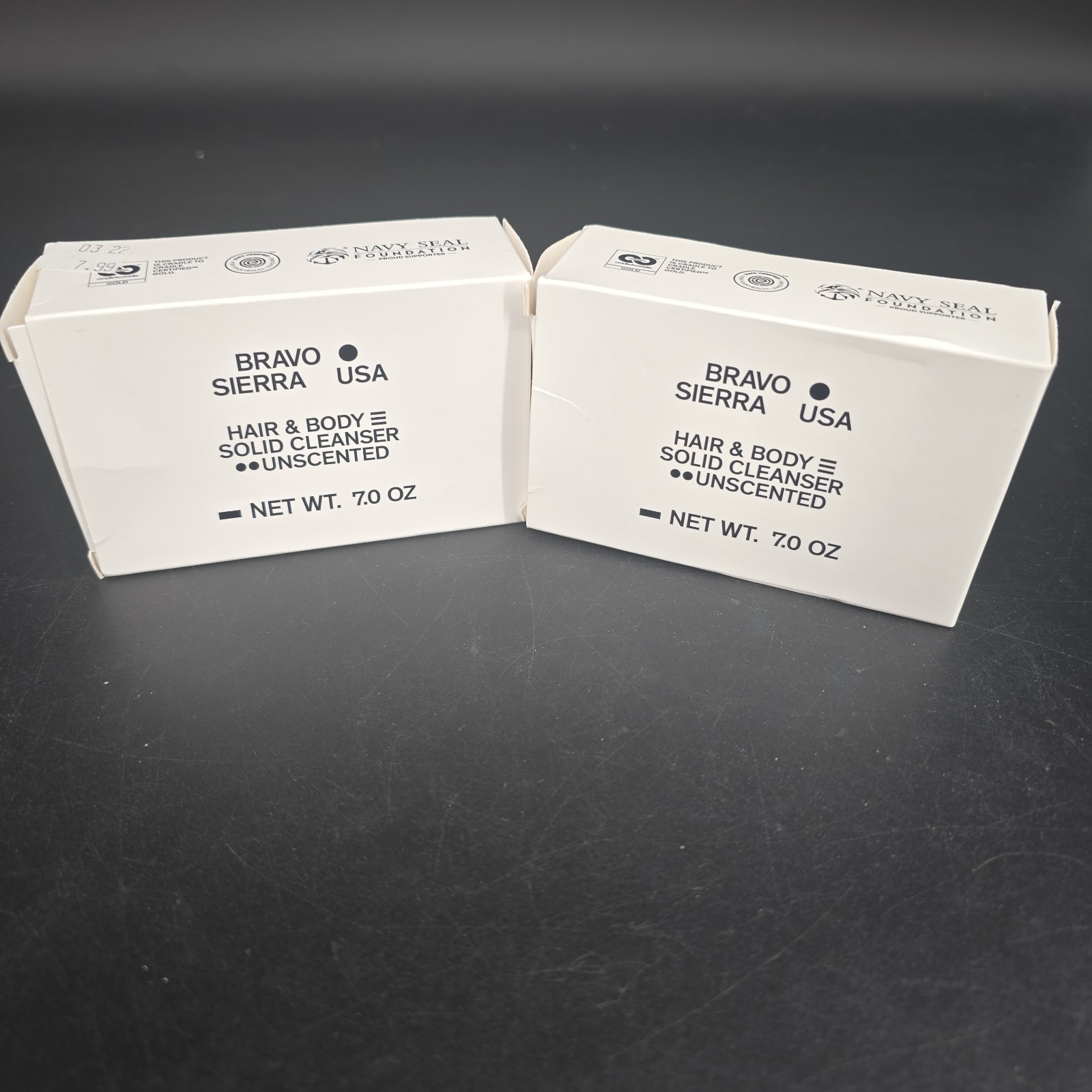 (x2) Bravo Sierra USA Hair & Body Solid Cleanser Bar White Unscented 7oz