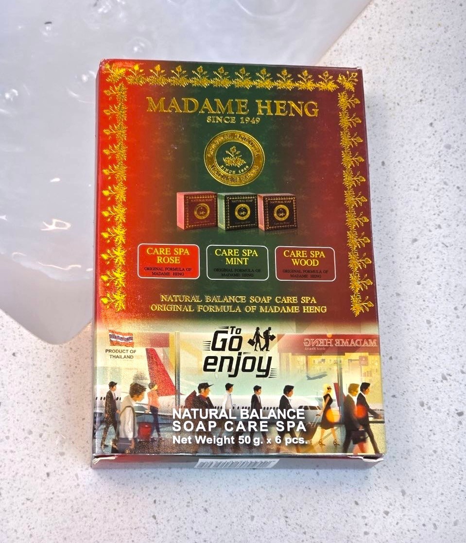 Madame Heng Natural Balance Soap Gift Set 6 Bars 50g Rose Mint Wood Thailand