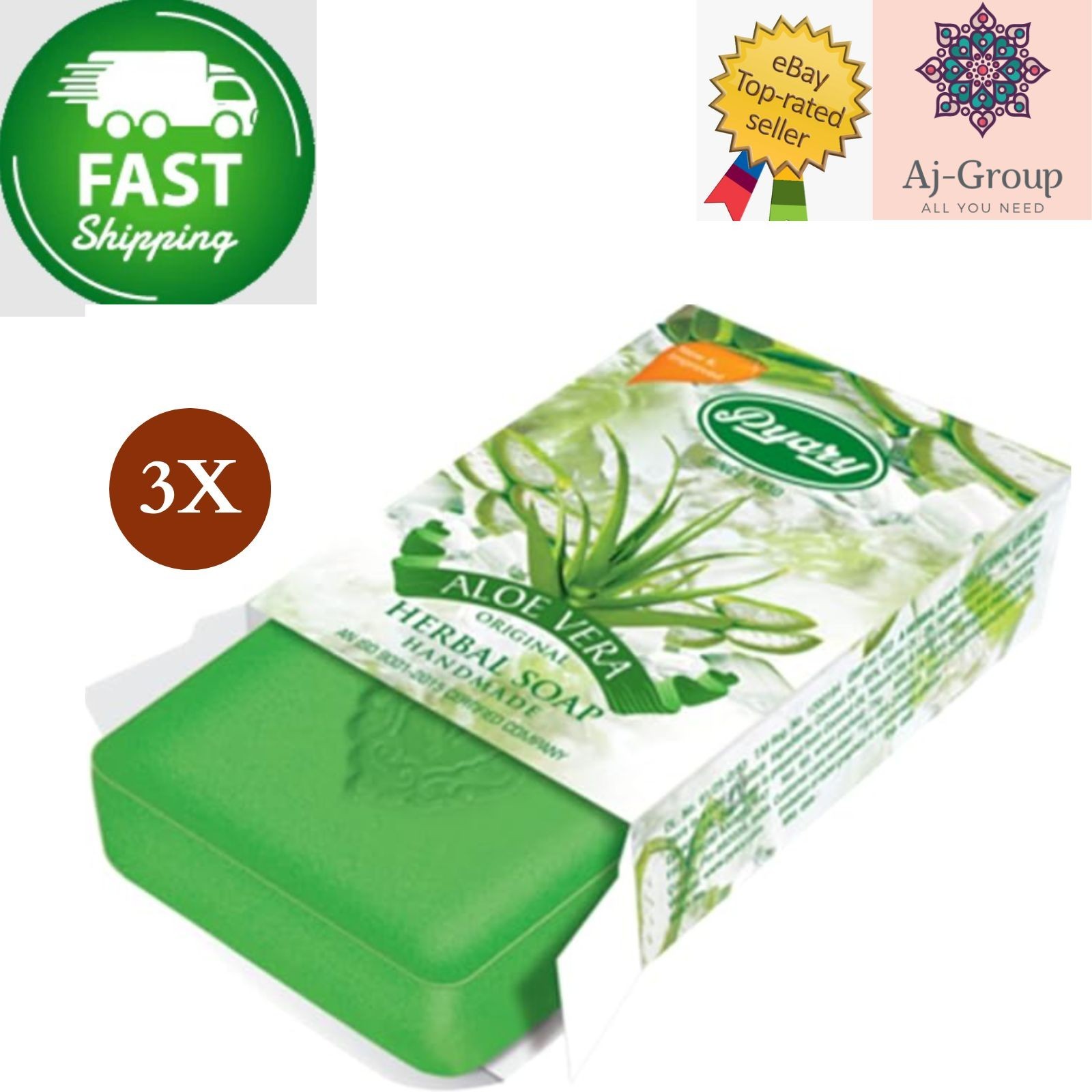 3 X Indian Pyary Aloe Vera Original Herbal Soap – 75g Hand Made ⭐FAST SHIPPING⭐
