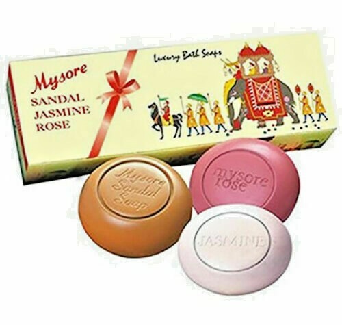 Mysore Sandal, Jasmine and Rose Bath Soaps-150g X 3 (Gift Pack 450g) US Seller
