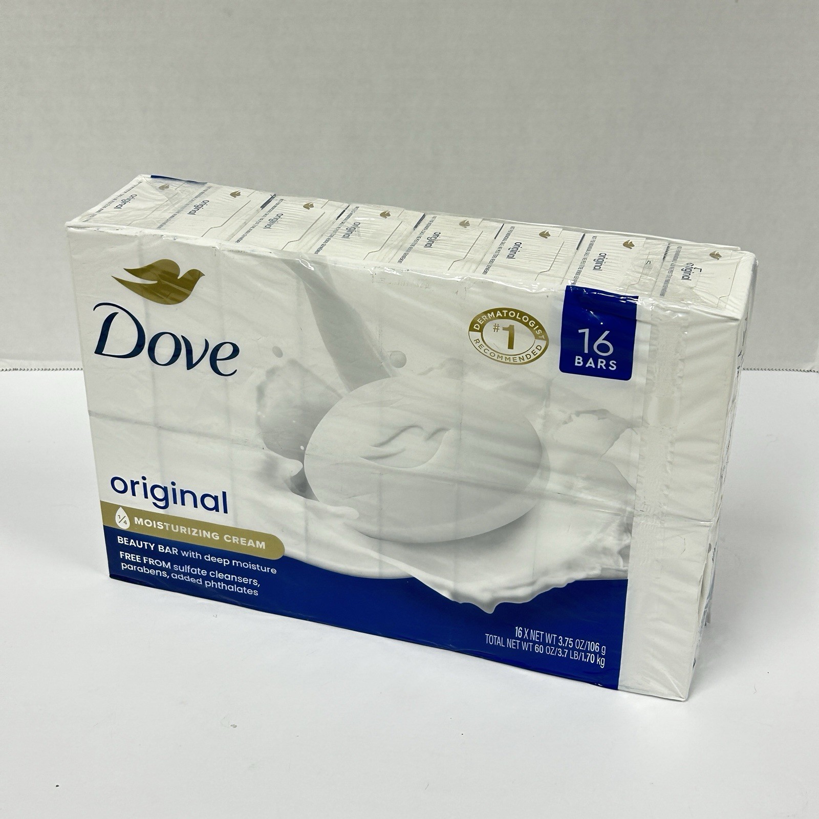 Dove Original 1/4 Moisturizing Cream Beauty Bar Soap 16 Bars 3.75 oz Ea