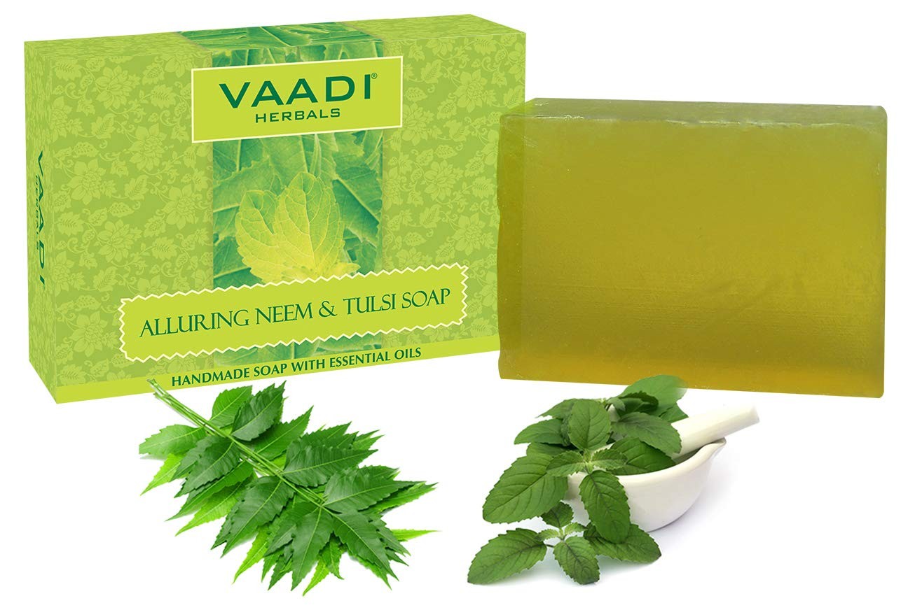 Neem Tulsi Bar Soap 2.65oz Handmade Herbal with Tea Tree Oil – Anti-Aging