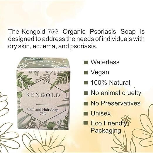 Kengold (Pack Of 2) Psoriasis Skin & Hair Soap Pain Relief Natural 75 gram