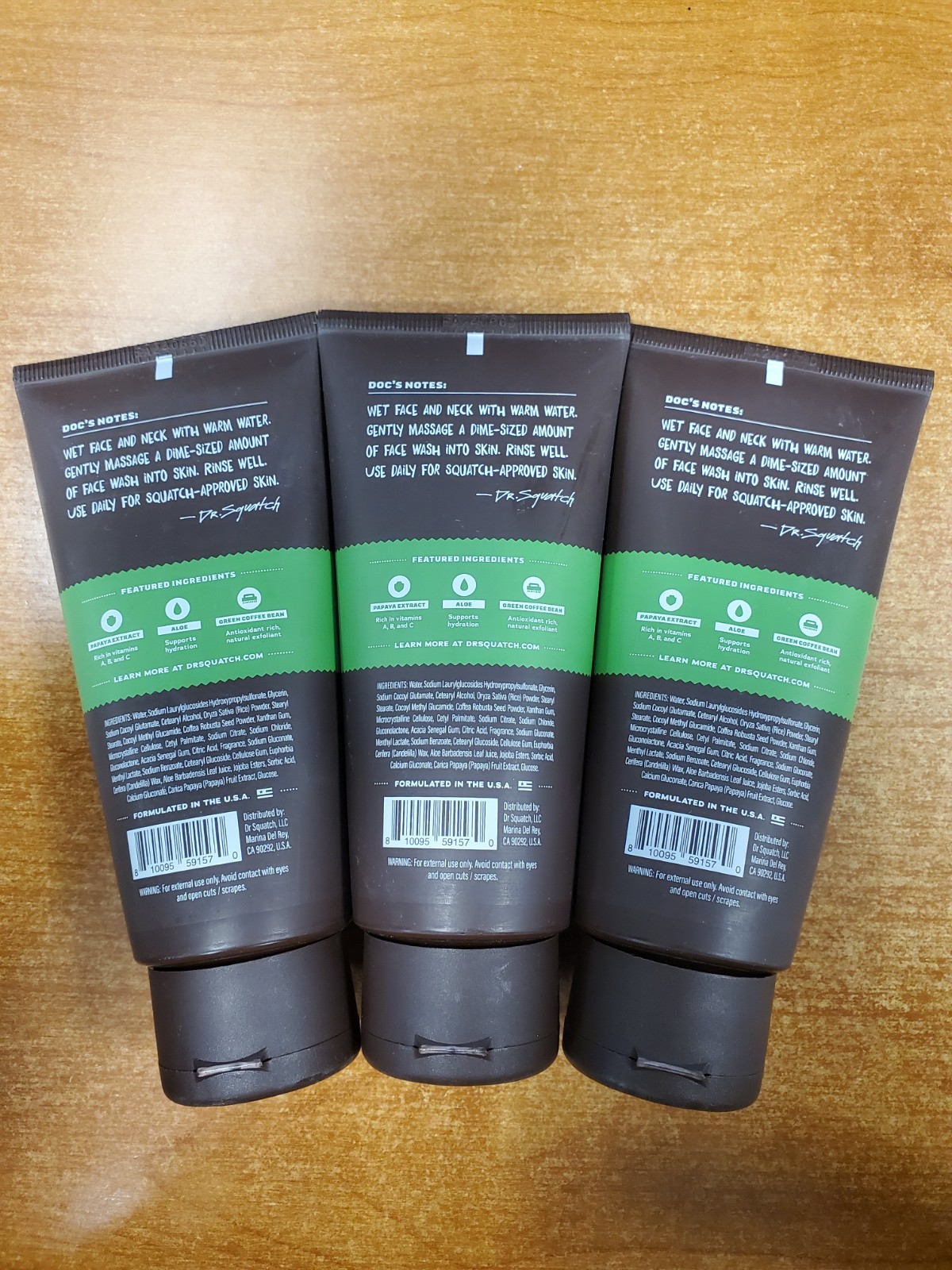 3 Pack: Dr. Squatch Men’s Natural Face Wash *COOL FRESH ALOE* 4oz ea (1570) R2P1