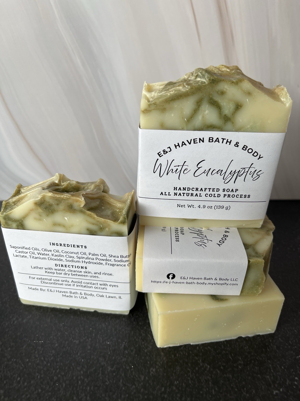 E&J Haven Bath & Body Handcrafted Eucalyptus Soap Bar Cold Process 4.9 oz