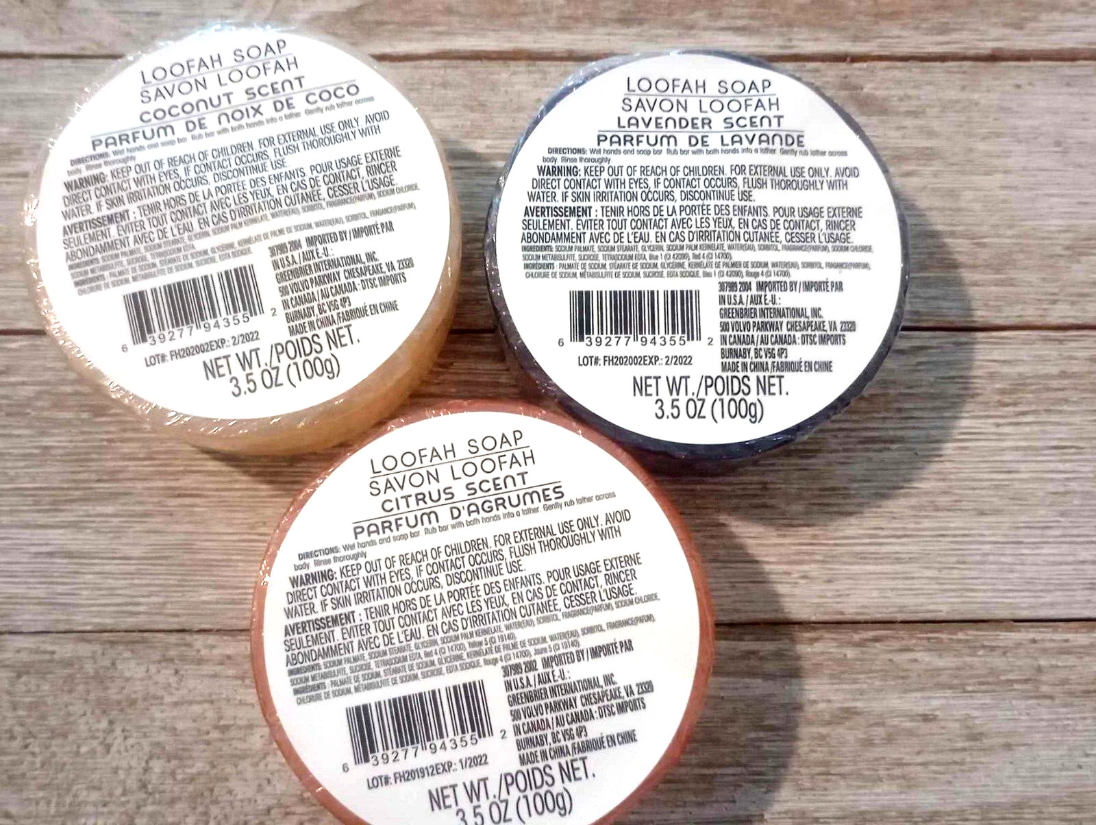 3 Loofah Soaps – Lavender -Citrus -Coconut Scented Soaps – 3.5 OZ