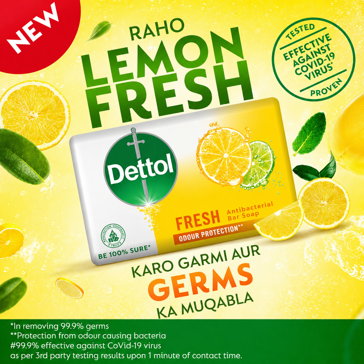 Pack of 6 Dettol Fresh Antibacterial Soap Bar 110g Germ Protection Bath Soap