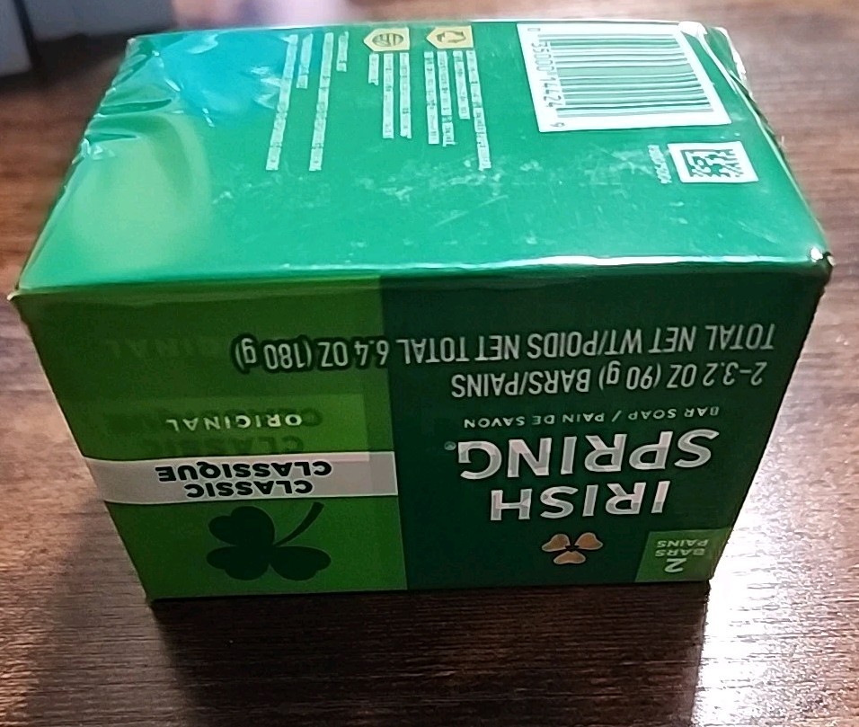 Irish Spring Classic Original Clean Bar Soap 1 Pack With 2 Bars 3.2 Oz Each