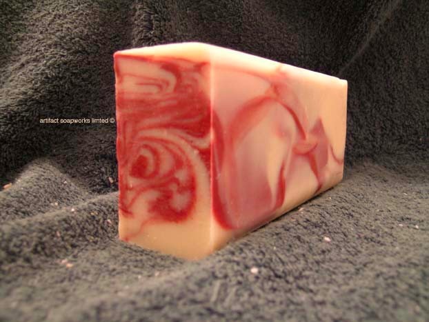 Handmade Soap Loaf – Cranberry Swirl Olive Oil & Shea Butter Vegan