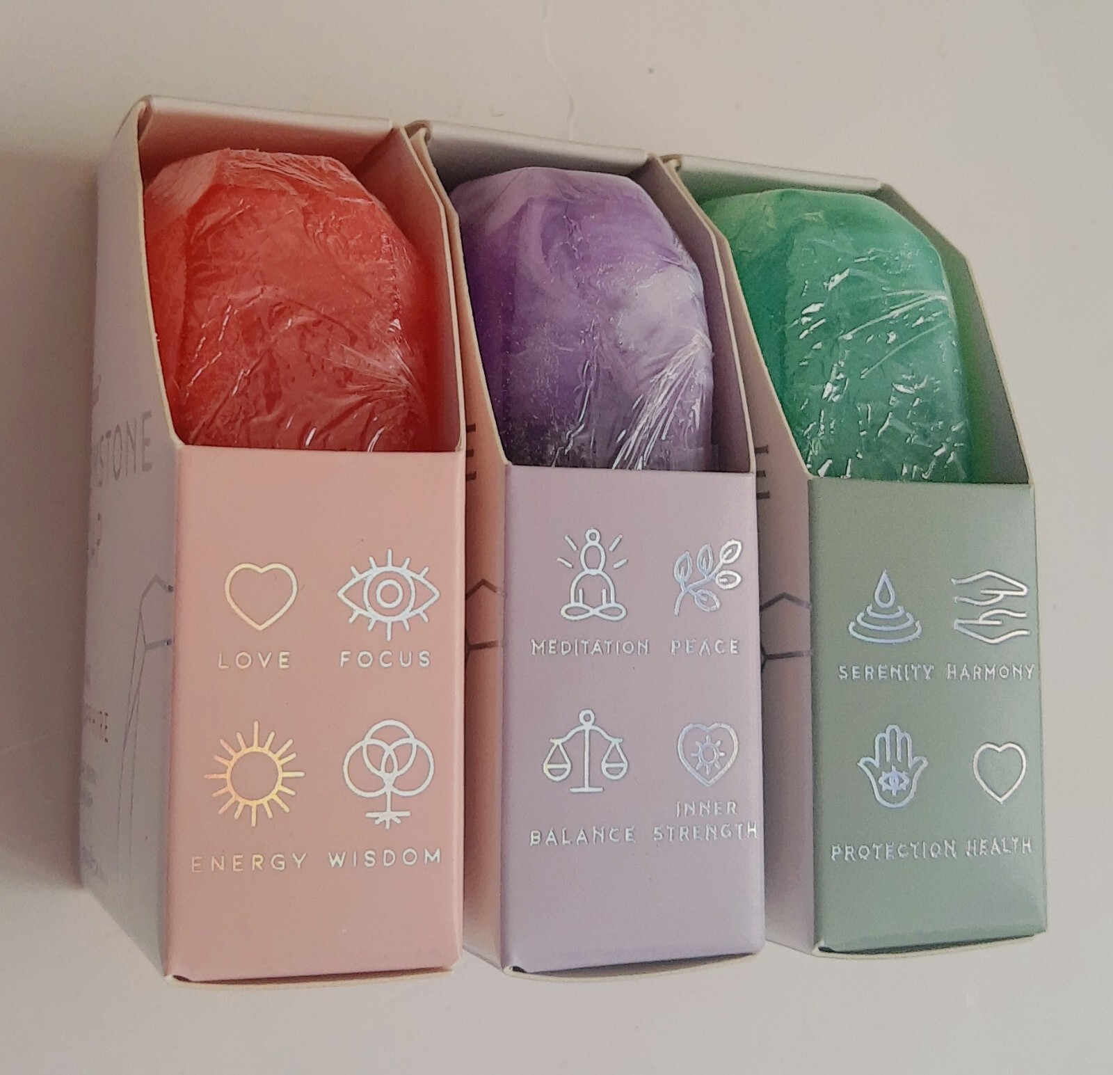 NWT Yes Studio (3) Gemstone Soaps – Pink Sapphire, Amethyst, Jade