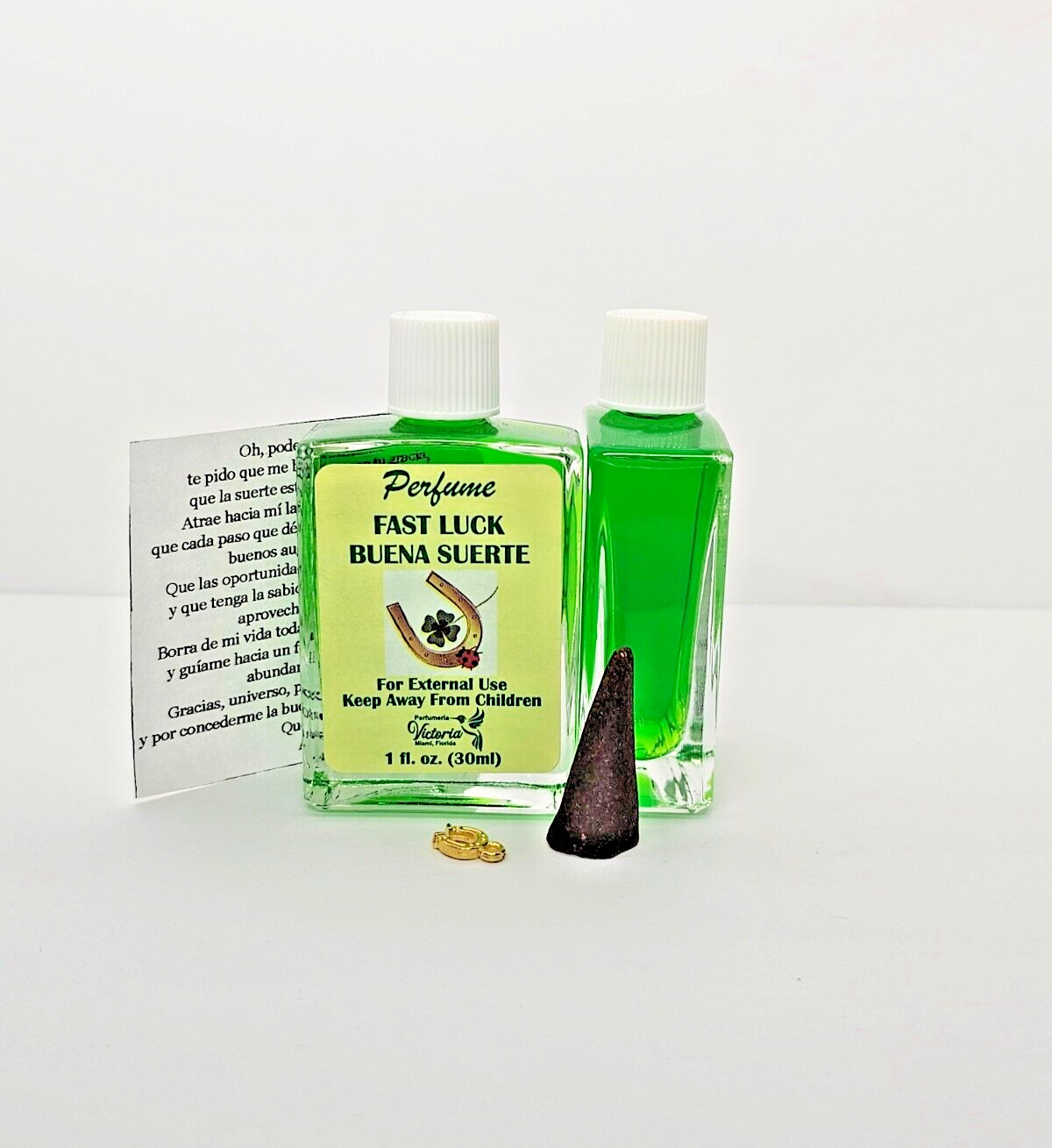 BUENA SUERTE PERFUME CON FEROMONAS INCLUYE: ORACION INCIENSO Y AMULETO