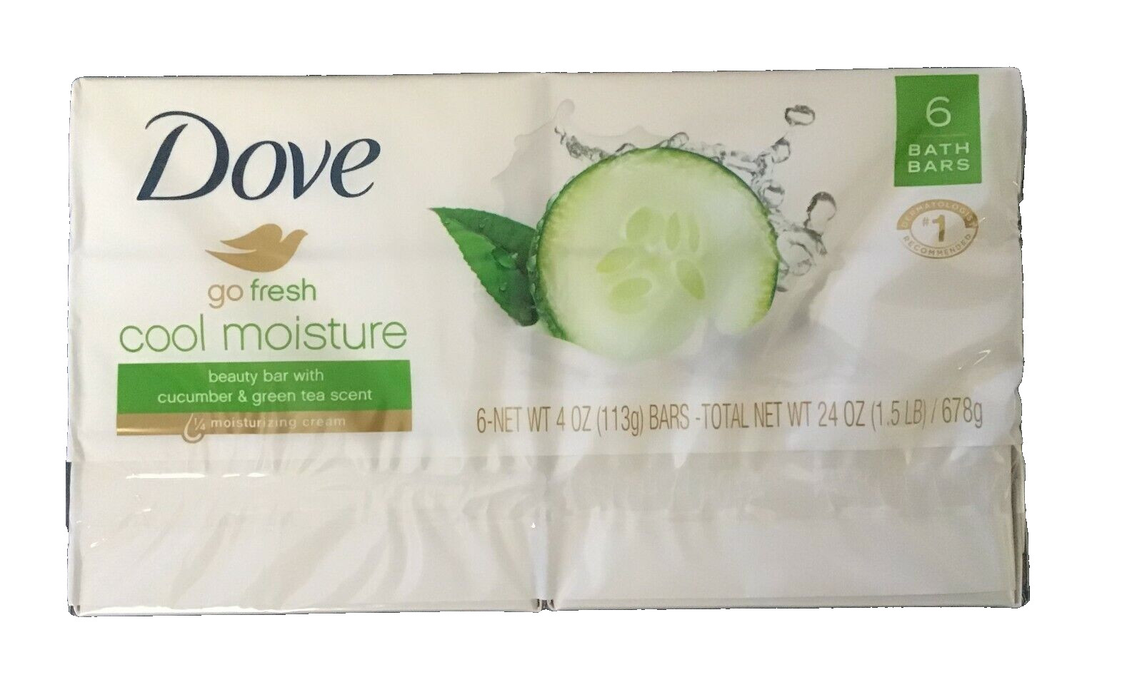 Dove Go Fresh Cool Moisture Beauty Bath Bar Moisturizing Cream 4 oz x 6 Bars NEW