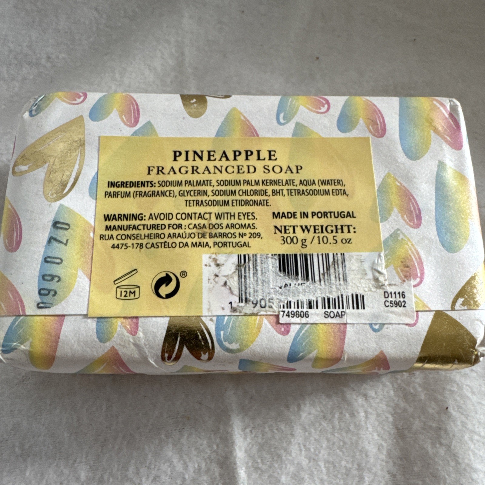 CASA DOS AROMAS Pineapple Bar Soap Triple Milled Scented Soap Bar 10.5 Oz Fresh