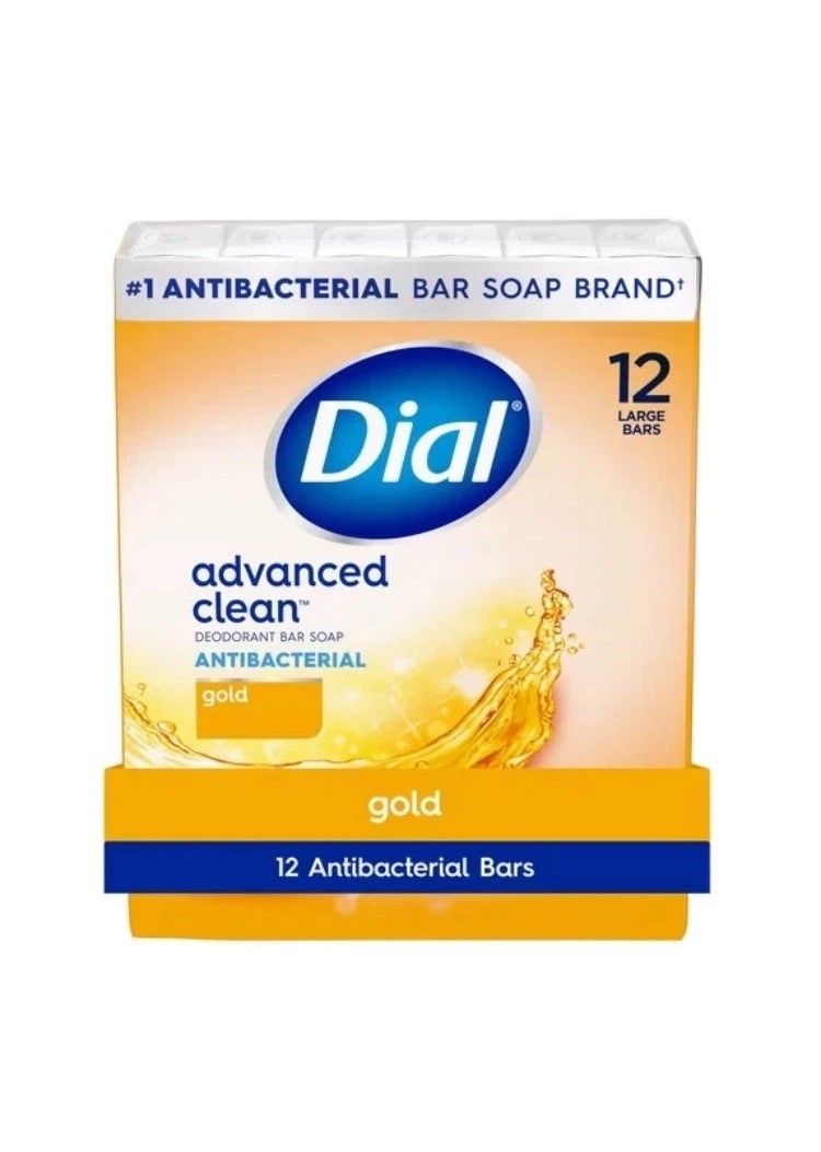 Dial Antibacterial Deodorant Bar Soap, Advanced Clean, Gold, 4 oz, 12 Bars