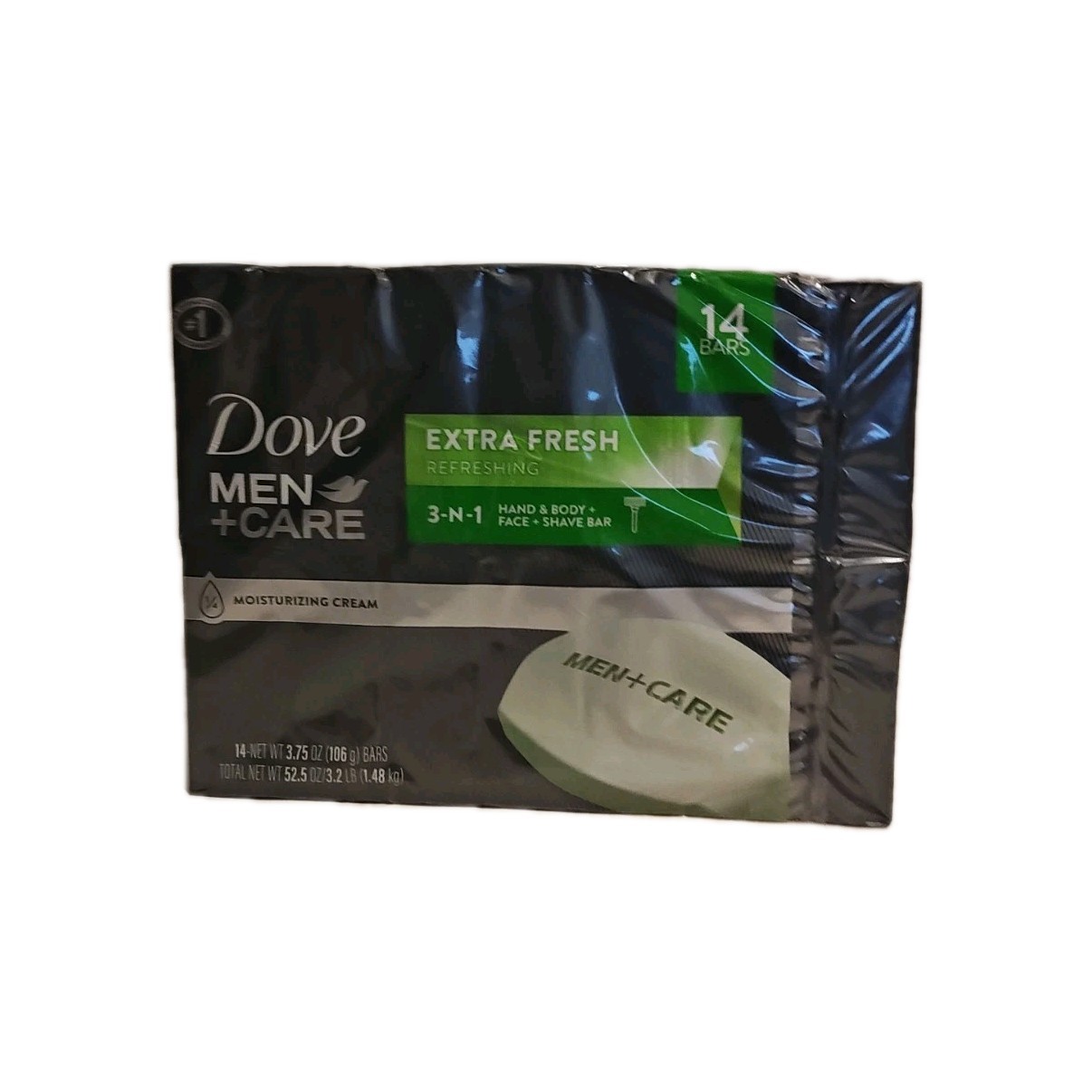 Dove Men+Care 3-in-1 Body Face Shave Bar Soap Extra Fresh 14 Pack 3.75oz Each