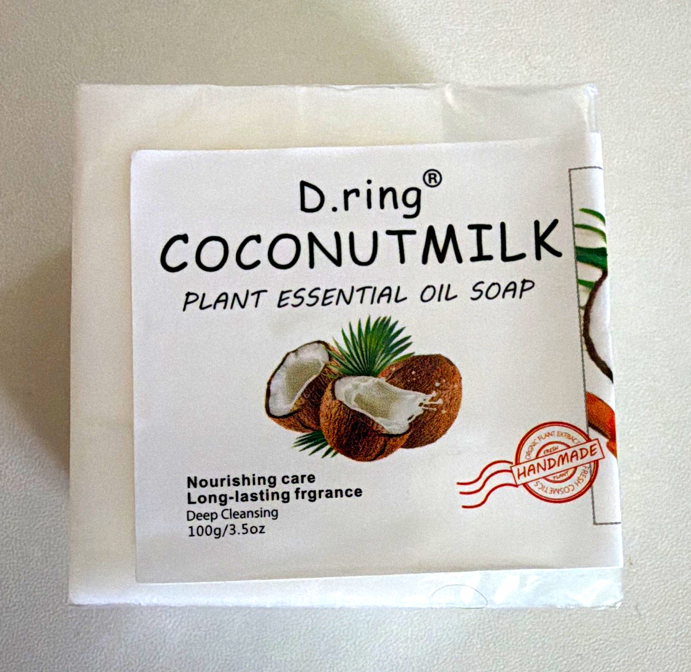 D.ring Coconut Milk Plant Essential Oil Bar Soap for Body & Hands 3.5 oz
