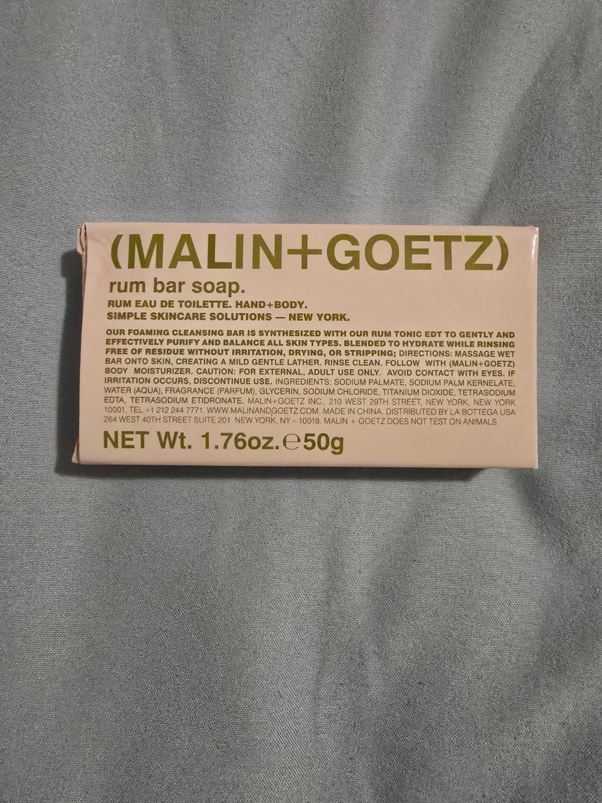 Malin+Goetz Rum Bar Soap Hand & Body Travel Size 1.76oz /50g