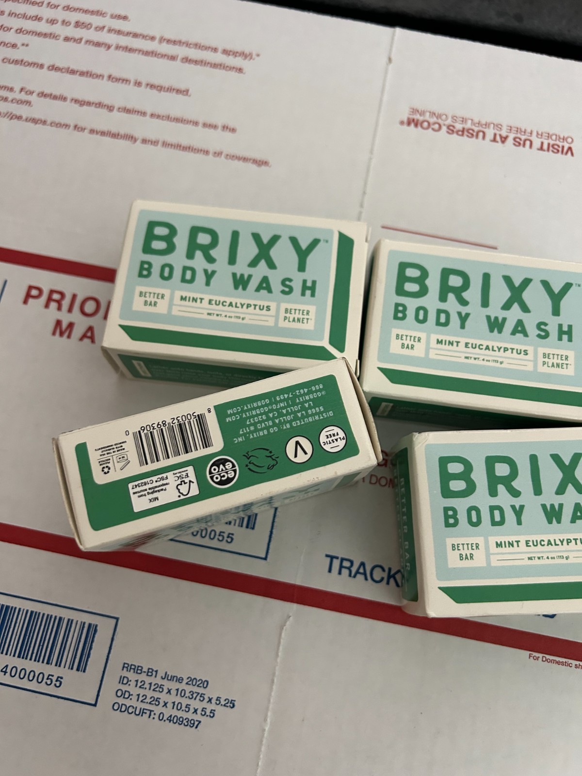 5-PACK LOT Brixy MINT EUCALYPTUS Body Wash Bar 4oz Eco Friendly Soap