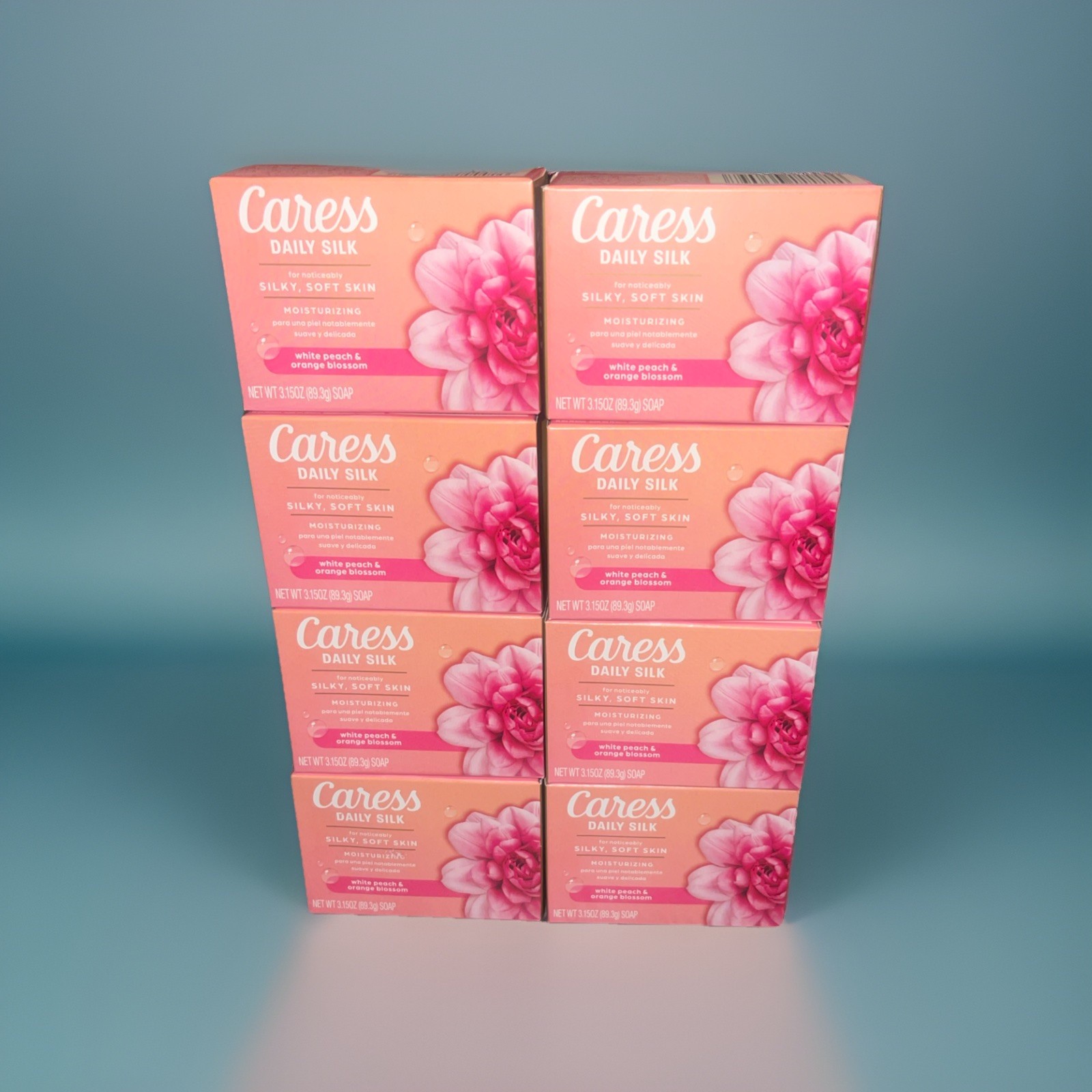 (8pk)Caress Daily Silk White Peach & Silky Orange Blossom Beauty 2.6oz Bar Soap