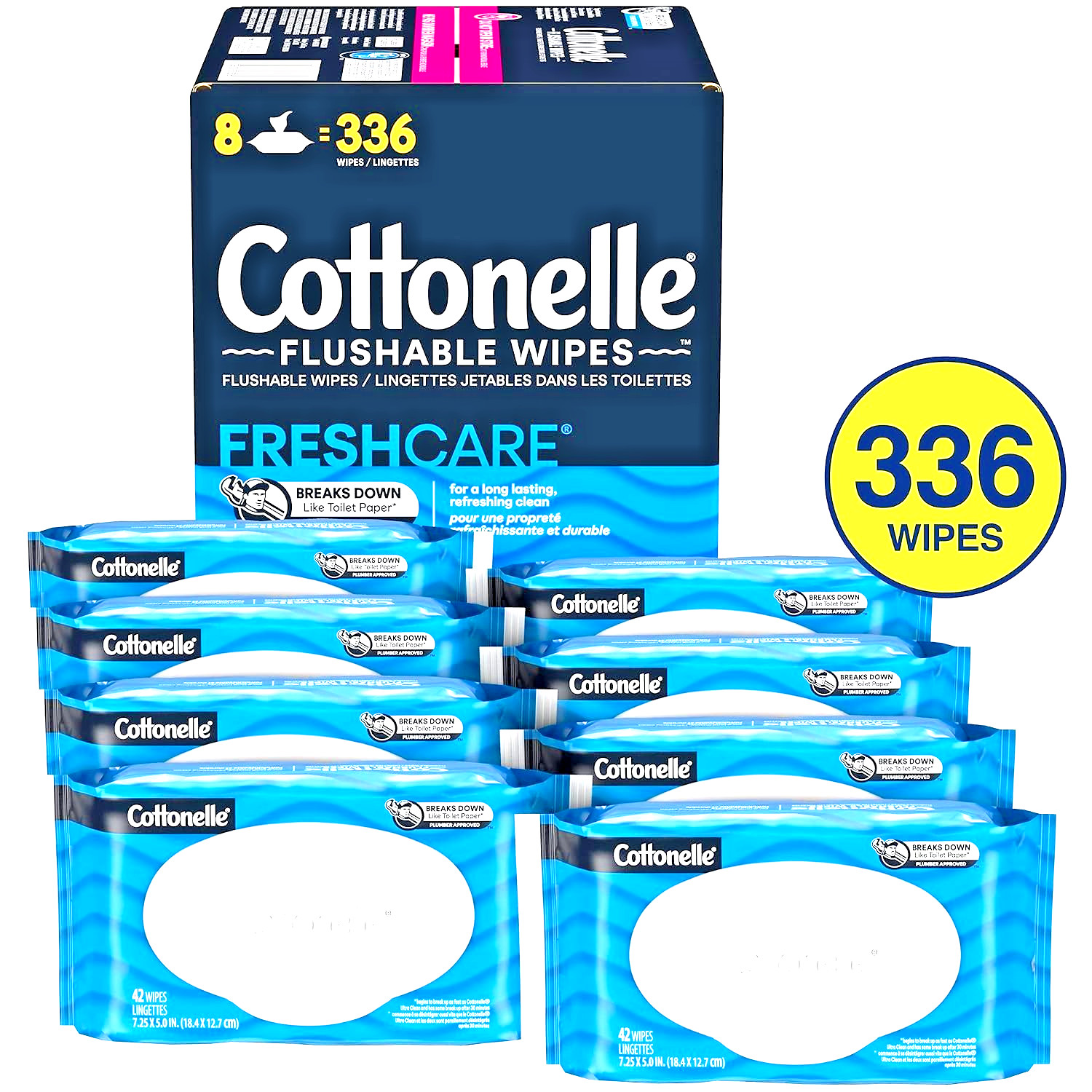 Cottonelle Fresh Care Flushable Wet Wipes 42 Wipes per Pack 336 Total