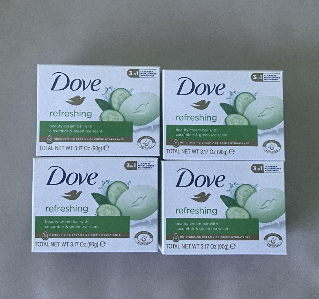 Dove Refreshing Beauty Cream Bar Moisturizing Cucumber & Green Tea 4 Bars
