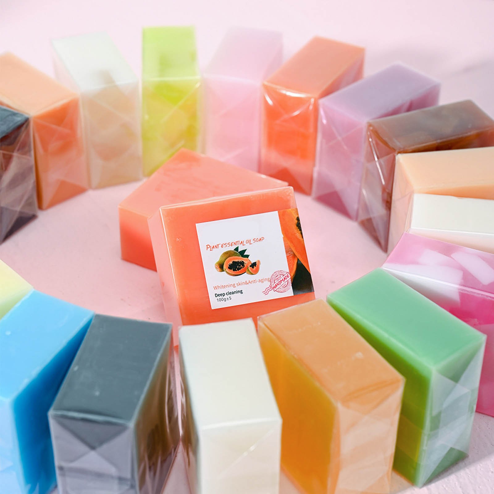 2PCS Shower Soap Skin-friendly Papaya Essential Oil Soap For Daily Use Herbal
