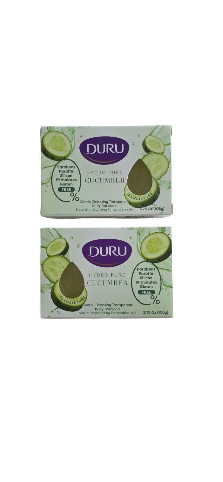 Duru Hydro Pure Cucumber Transparent Bar Soap 3.75 Oz ~2pk
