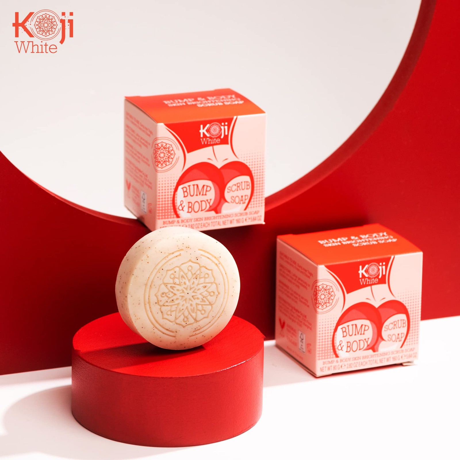 Koji White Kojic Acid Bump Eraser Body Scrub Soap for Exfoliation Butt, Elbow, U